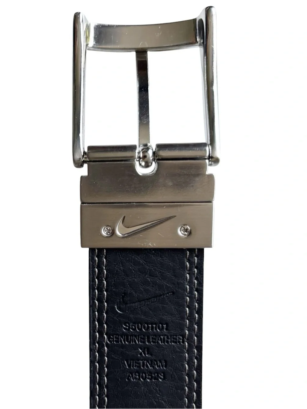 Nike Genuine Leather Reversible black and white mens brushed nickel belt | XL